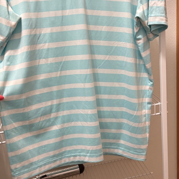 Under Armour Aqua and White Striped Polo - black logo - Picture 5 of 8